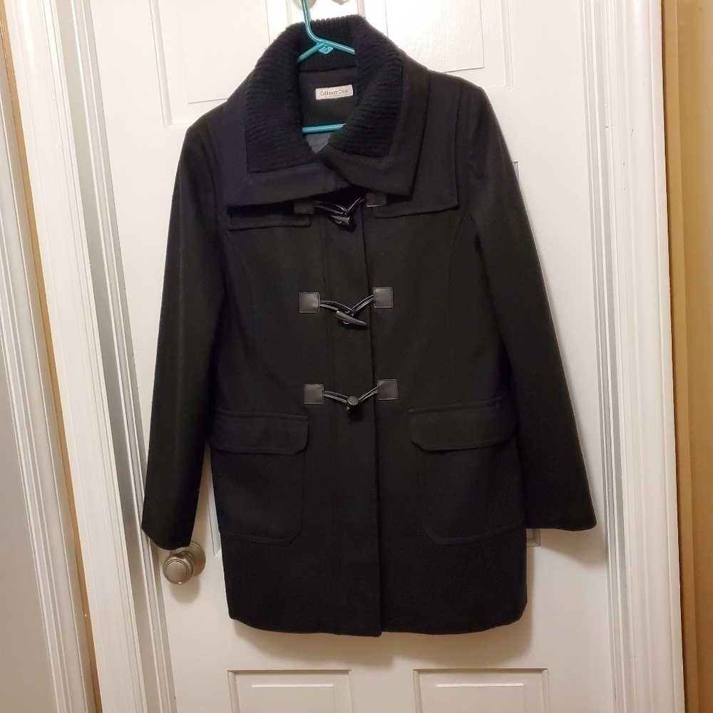 Coldwater Creek Black Wool Blend winter coat size Large
